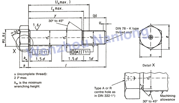 DIN 609 - Hex Fitting Bolts w/long Threaded Portion